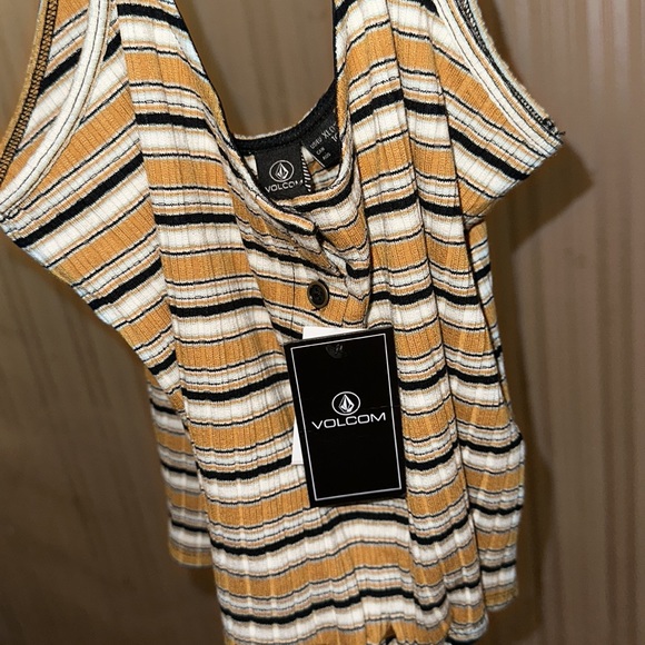 NWT! VOLCOM Stone Stripe Womens Crop Cami Yellow Combo Stone Stripe Medium XL - Picture 4 of 12